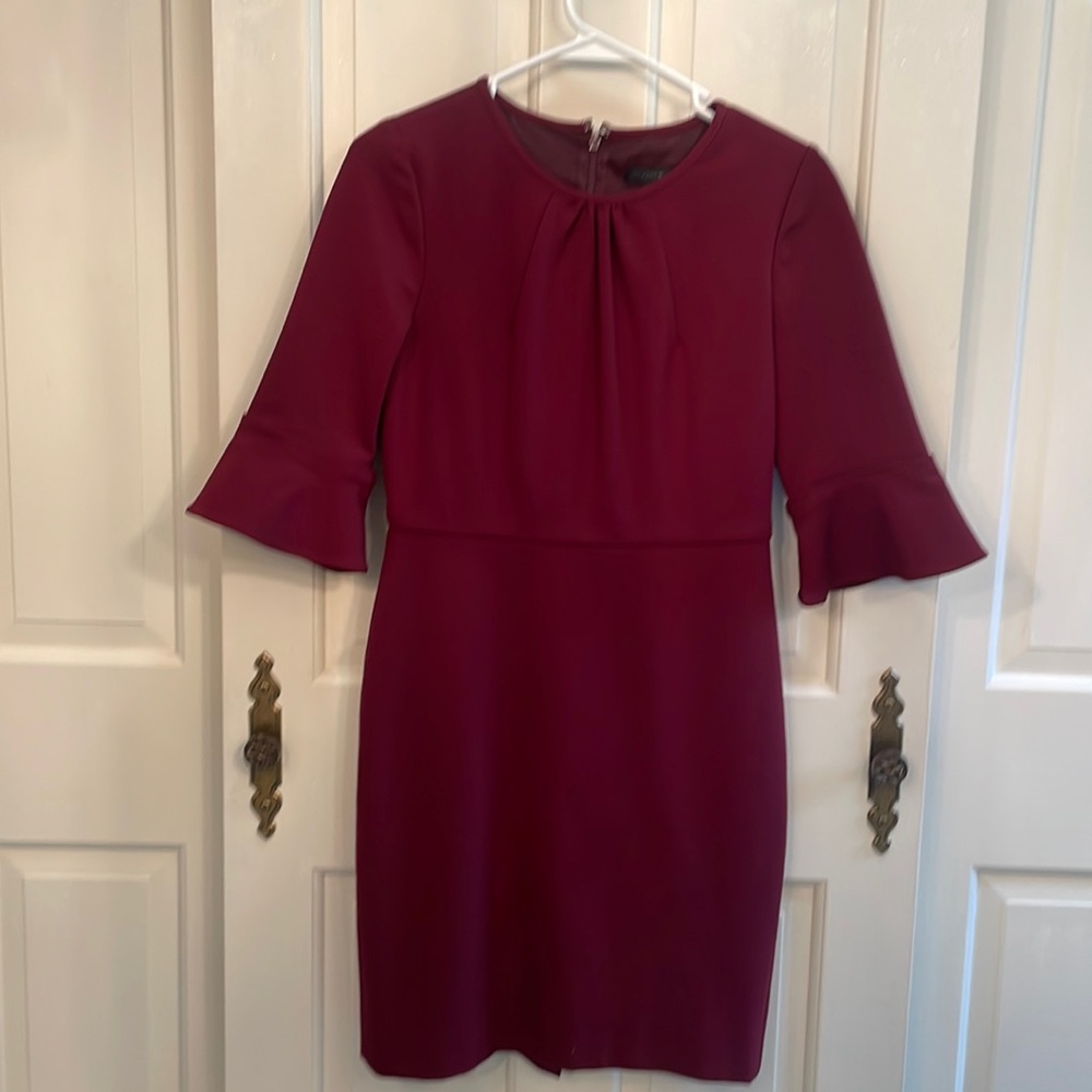 J. Crew burgundy bell sleeve dress